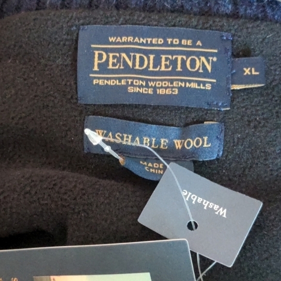 Pendleton 100% Washable Shetland Wool Blue Full Zip Vest Jacket size XL - Picture 5 of 7